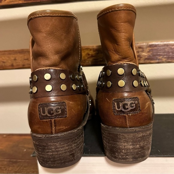 UGG Darling Harness Ankle Boot Whiskey Brown Cowboy Biker Booties - Picture 7 of 15
